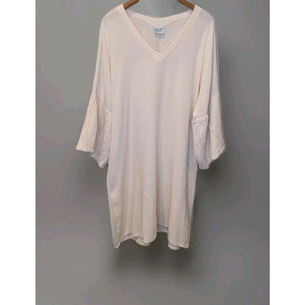 Oh My Gauze Cotton Cream V Neck Midi DressSize 2 US L/XL Minimalist Boho Chic
